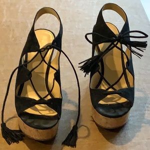 Black wedges with cork heel